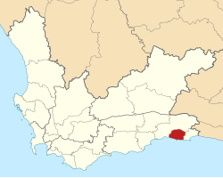 Map of the Western Cape with Knysna highlighted (2011)